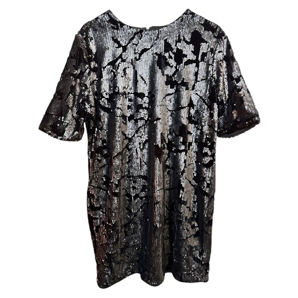 Marc Bouwer Velvet Lined Elbow Sleeve Sequined Black Dress Size 1X - Picture 2 of 5